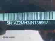 2018 Nissan Murano SV z VIN 5N1AZ2MH3JN136967, wystawiony jako IAAI lot #42867950 z przebiegiem 60 742 mil mil oraz . Historia ofert i sprzedaży dostępna na DreamBid. Obrazek 18.