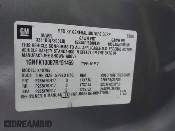2007 Chevrolet Tahoe LTZ z VIN 1GNFK13087R151459, wystawiony jako IAAI lot #42929170 z przebiegiem 207 771 mil mil oraz . Historia ofert i sprzedaży dostępna na DreamBid. Obrazek 9.
