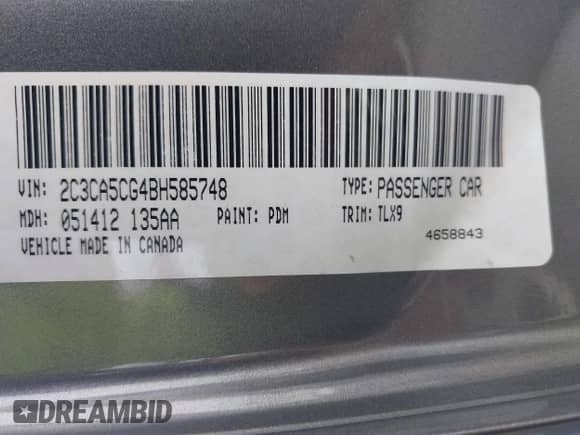 2011 Chrysler 300 Limited с VIN 2C3CA5CG4BH585748, выставлен на аукционе IAAI как лот 43219725 с пробегом 197 644 миль миль и . История ставок и продаж доступна на DreamBid. Изображение 9.