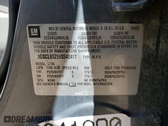 2009 Saturn VUE I4 с VIN 3GSCL93Z59S542417, выставлен на аукционе Copart как лот 80318815 с пробегом 116 852 миль миль и На запчасти • Non repairable. История ставок и продаж доступна на DreamBid. Изображение 13.