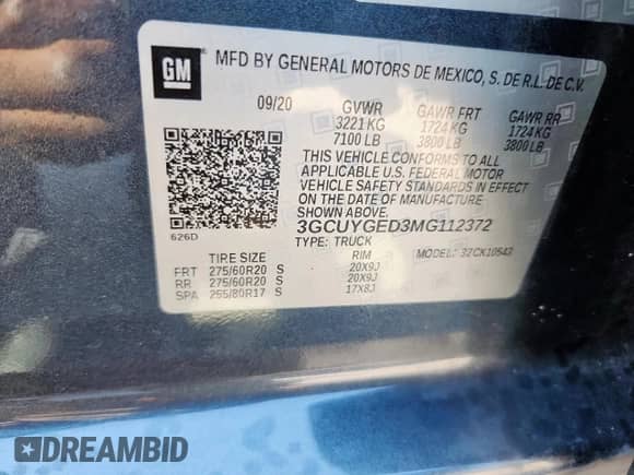 2021 Chevrolet Silverado 1500 LTZ с VIN 3GCUYGED3MG112372, выставлен на аукционе Copart как лот 80509845 с пробегом 52 244 миль миль и Списание • Salvage title. История ставок и продаж доступна на DreamBid. Изображение 12.