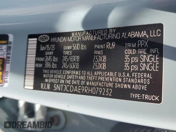 2024 Hyundai Santa Cruz SEL с VIN 5NTJCDAE9RH079232, выставлен на аукционе Copart как лот 57676794 с пробегом 8 612 миль миль и Списание • Salvage title. История ставок и продаж доступна на DreamBid. Изображение 12.