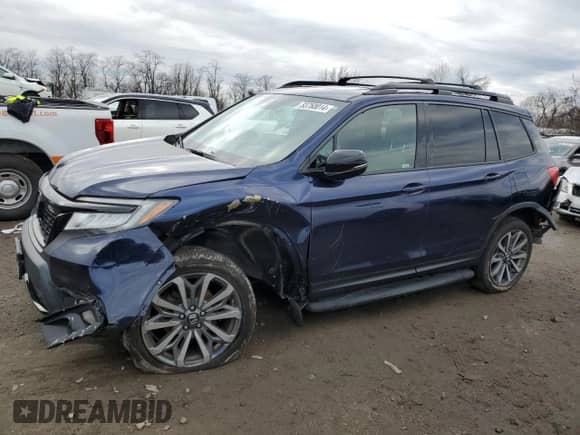 2019 Honda Passport Elite with VIN 5FNYF8H04KB012449, listed as a Copart auction lot 83760014 with 73,762 mi miles and Salvage title. Bid and sale history available at DreamBid. Image 1.