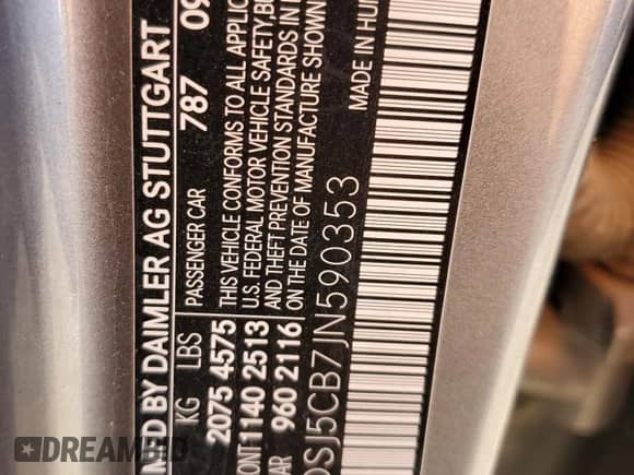 2018 Mercedes-Benz CLA 45 AMG с VIN WDDSJ5CB7JN590353, выставлен на аукционе Copart как лот 69369185 с пробегом 98 465 миль миль и Чистый • Clean title. История ставок и продаж доступна на DreamBid. Изображение 12.