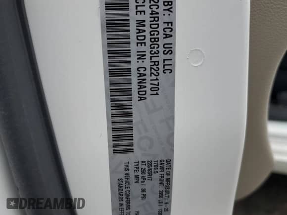 2020 Dodge Grand Caravan SE z VIN 2C4RDGBG3LR221701, wystawiony jako Copart lot #69607015 z przebiegiem 24 580 mil mil oraz Szkoda całkowita • Salvage title. Historia ofert i sprzedaży dostępna na DreamBid. Obrazek 13.