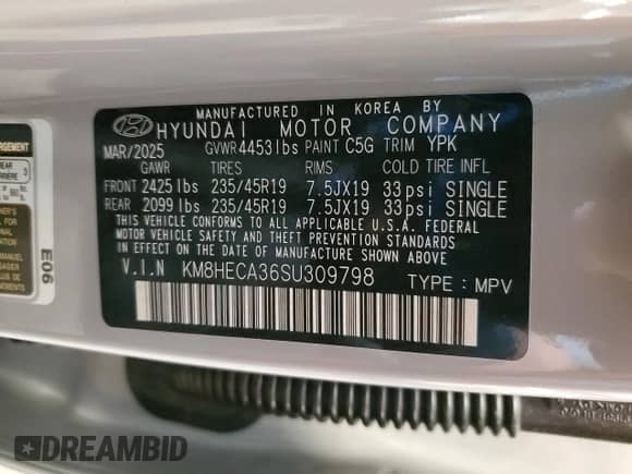 2025 Hyundai Kona Limited с VIN KM8HECA36SU309798, выставлен на аукционе Copart как лот 59682905 с пробегом 297 миль миль и Списание • Salvage title. История ставок и продаж доступна на DreamBid. Изображение 13.