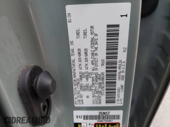 2024 Toyota Tundra Limited Hybrid with VIN 5TFJC5EC3RX006245, listed as a Copart auction lot 78149244 with Not provided miles and Salvage title. Bid and sale history available at DreamBid. Image 12.