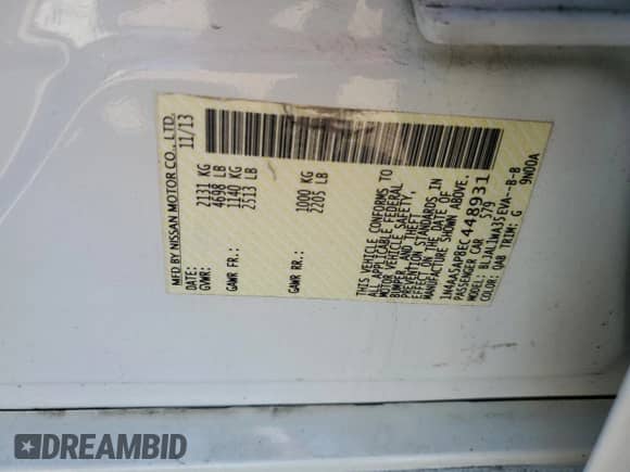 2014 Nissan Maxima SV z VIN 1N4AA5AP8EC448931, wystawiony jako Copart lot #84796685 z przebiegiem 190 344 mil mil oraz Szkoda całkowita • Salvage title. Historia ofert i sprzedaży dostępna na DreamBid. Obrazek 12.