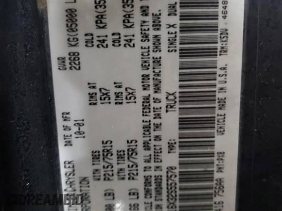2002 Dodge Dakota z VIN 1B7FL16X32S557570, wystawiony jako Copart lot #88974295 z przebiegiem 201 791 mil mil oraz Szkoda całkowita • Salvage title. Historia ofert i sprzedaży dostępna na DreamBid. Obrazek 12.