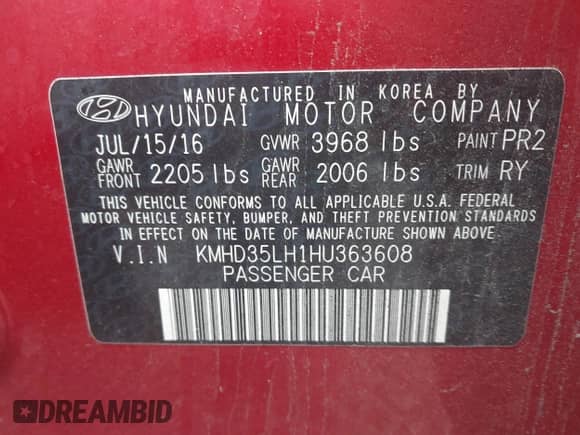 2017 Hyundai Elantra с VIN KMHD35LH1HU363608, выставлен на аукционе IAAI как лот 43282144 с пробегом 106 990 миль миль и . История ставок и продаж доступна на DreamBid. Изображение 9.