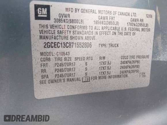 2007 Chevrolet Silverado 1500 Work Truck с VIN 2GCEC13C871552806, выставлен на аукционе IAAI как лот 43204941 с пробегом 176 290 миль миль и . История ставок и продаж доступна на DreamBid. Изображение 9.