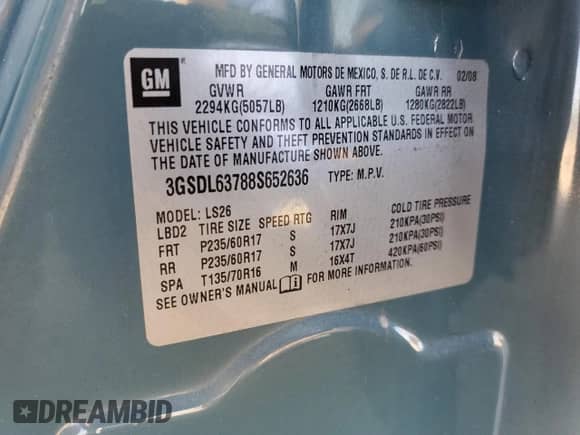 2008 Saturn VUE XR с VIN 3GSDL63788S652636, выставлен на аукционе Copart как лот 74677054 с пробегом 196 468 миль миль и Списание • Salvage title. История ставок и продаж доступна на DreamBid. Изображение 15.