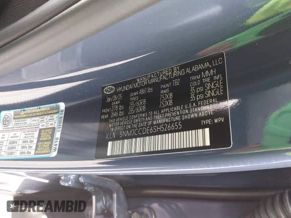 2025 Hyundai Tucson SEL Convenience with VIN 5NMJCCDE6SH526655, listed as a IAAI auction lot 42579092 with 2,897 mi miles and . Bid and sale history available at DreamBid. Image 9.