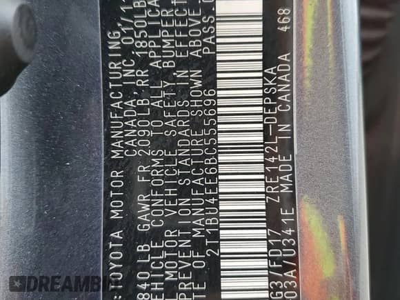 2011 Toyota Corolla S with VIN 2T1BU4EE6BC555696, listed as a Copart auction lot 82623135 with 160,620 mi miles and Salvage title. Bid and sale history available at DreamBid. Image 13.