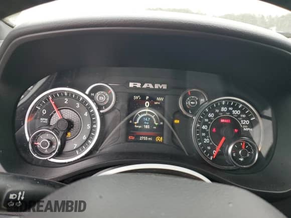 2023 Ram 1500 Big Horn with VIN 1C6SRFBT7PN678841, listed as a Copart auction lot 60423115 with 2,755 mi miles and Salvage title. Bid and sale history available at DreamBid. Image 9.