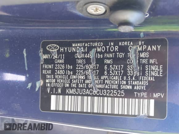 2012 Hyundai Tucson GLS с VIN KM8JU3AC6CU322525, выставлен на аукционе IAAI как лот 43192983 с пробегом 186 617 миль миль и . История ставок и продаж доступна на DreamBid. Изображение 9.