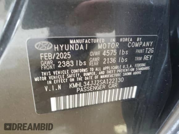 2025 Hyundai Sonata SEL с VIN KMHL34JJ2SA122130, выставлен на аукционе Copart как лот 89928885 с пробегом 15 707 миль миль и Чистый • Clean title. История ставок и продаж доступна на DreamBid. Изображение 12.