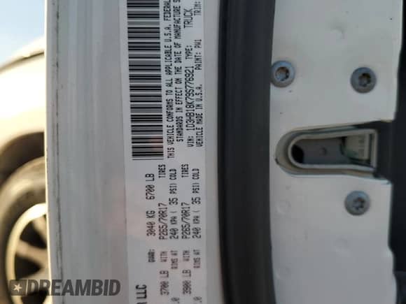 2009 Dodge 1500 ST with VIN 1D3HB18K79S776921, listed as a Copart auction lot 80140664 with 99,656 mi miles and Salvage title. Bid and sale history available at DreamBid. Image 12.