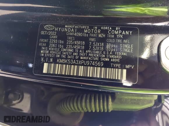 2023 Hyundai Kona Limited z VIN KM8K53A3XPU974569, wystawiony jako IAAI lot #42508591 z przebiegiem 56 839 mil mil oraz . Historia ofert i sprzedaży dostępna na DreamBid. Obrazek 9.