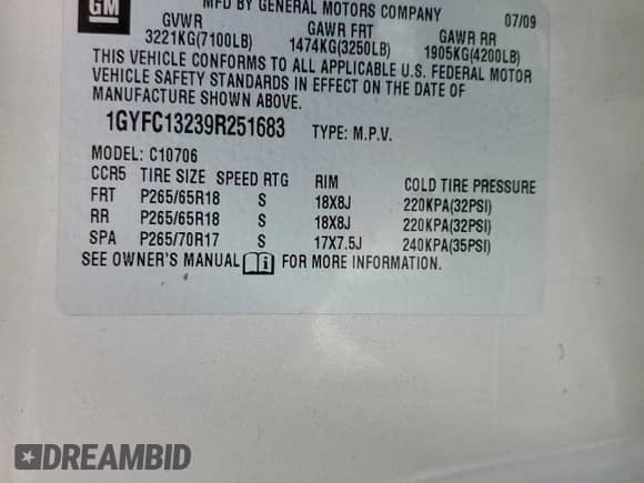 2009 Cadillac Escalade with VIN 1GYFC13239R251683, listed as a Copart auction lot 51439915 with 196,460 mi miles and Salvage title. Bid and sale history available at DreamBid. Image 14.
