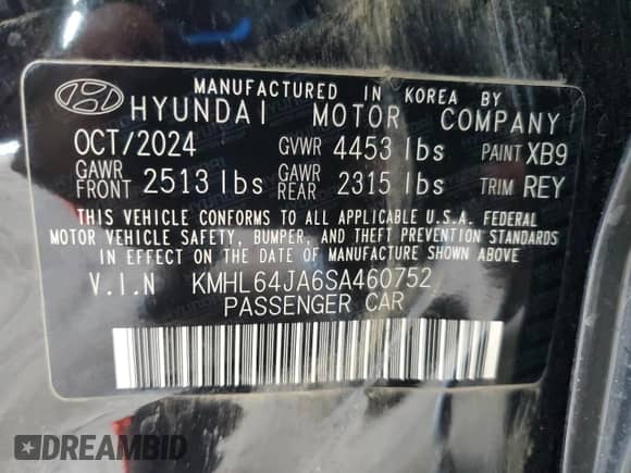 2025 Hyundai Sonata SEL with VIN KMHL64JA6SA460752, listed as a Copart auction lot 71040415 with 10,108 mi miles and Non repairable. Bid and sale history available at DreamBid. Image 13.