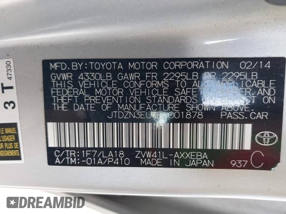 2014 Toyota Prius Three z VIN JTDZN3EU7EJ001878, wystawiony jako IAAI lot #43452334 z przebiegiem 142 272 mil mil oraz . Historia ofert i sprzedaży dostępna na DreamBid. Obrazek 9.