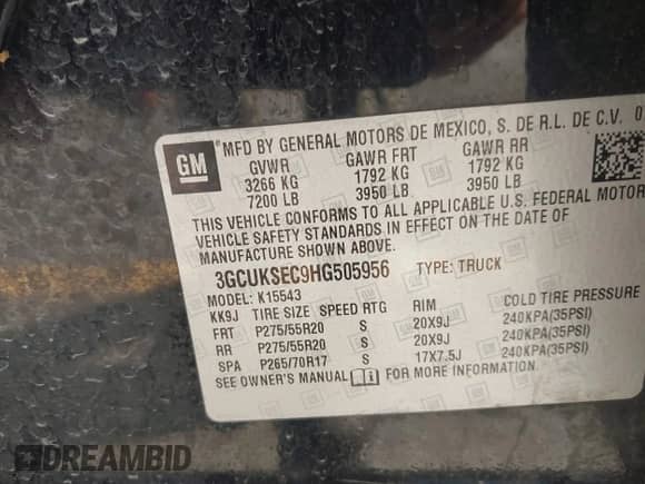 2017 Chevrolet Silverado 1500 LTZ с VIN 3GCUKSEC9HG505956, выставлен на аукционе IAAI как лот 42914614 с пробегом 133 081 миль миль и . История ставок и продаж доступна на DreamBid. Изображение 9.