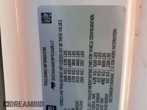 2023 Chevrolet Silverado 1500 Work Truck with VIN 3GCNAAEK9PG348517, listed as a Copart auction lot 86319745 with 144,317 mi miles and Clean title. Bid and sale history available at DreamBid. Image 12.