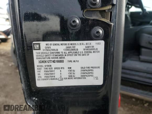 2004 Chevrolet Avalanche с VIN 3GNEK12T74G166893, выставлен на аукционе Copart как лот 48190865 с пробегом 190 008 миль миль и Списание • Salvage title. История ставок и продаж доступна на DreamBid. Изображение 12.