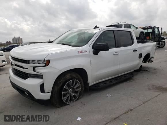 2020 Chevrolet Silverado 1500 RST with VIN 1GCUYEEDXLZ222421, listed as a Copart auction lot 48553035 with 60,247 mi miles and Salvage title. Bid and sale history available at DreamBid. Image 1.