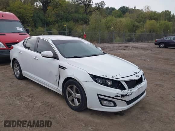 2014 Kia Optima LX with VIN 5XXGM4A78EG316421, listed as a IAAI auction lot 43439734 with 173,041 mi miles and . Bid and sale history available at DreamBid. Image 1.