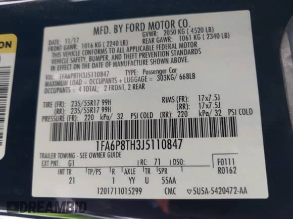 2018 Ford Mustang EcoBoost with VIN 1FA6P8TH3J5110847, listed as a IAAI auction lot 43348066 with 72,652 mi miles and . Bid and sale history available at DreamBid. Image 9.