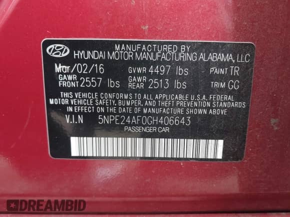 2016 Hyundai Sonata SE с VIN 5NPE24AF0GH406643, выставлен на аукционе IAAI как лот 42057929 с пробегом 152 587 миль миль и . История ставок и продаж доступна на DreamBid. Изображение 9.