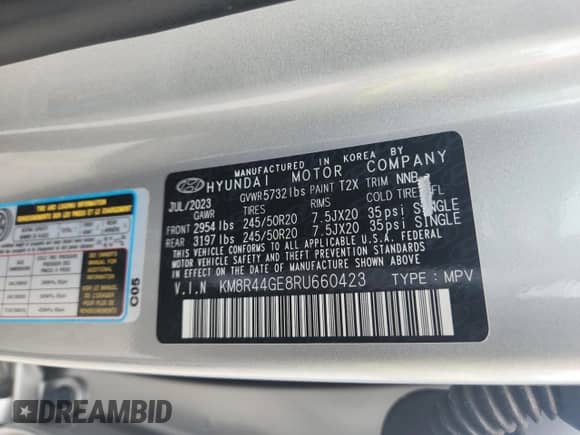 2024 Hyundai Palisade SEL с VIN KM8R44GE8RU660423, выставлен на аукционе Copart как лот 59486075 с пробегом 13 441 миль миль и Списание • Salvage title. История ставок и продаж доступна на DreamBid. Изображение 13.