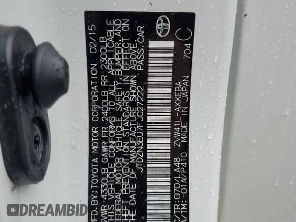 2015 Toyota Prius Two z VIN JTDZN3EU7FJ027222, wystawiony jako Copart lot #81881395 z przebiegiem 133 439 mil mil oraz Szkoda całkowita • Salvage title. Historia ofert i sprzedaży dostępna na DreamBid. Obrazek 14.