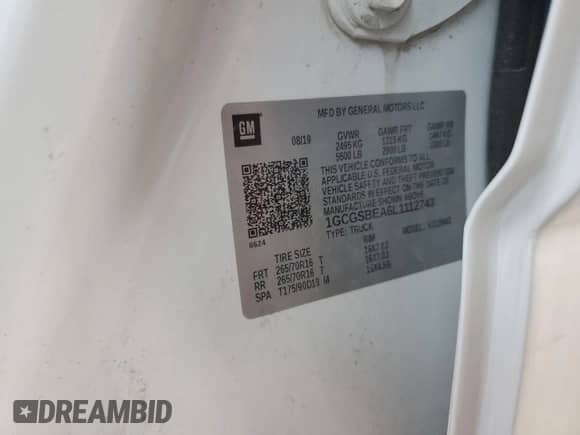 2020 Chevrolet Colorado 2WD Work Truck с VIN 1GCGSBEA6L1112743, выставлен на аукционе Copart как лот 85060565 с пробегом 17 094 миль миль и Чистый • Clean title. История ставок и продаж доступна на DreamBid. Изображение 12.
