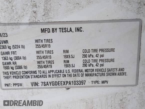 2023 Tesla Model Y Long Range с VIN 7SAYGDEEXPA103397, выставлен на аукционе IAAI как лот 42781803 с пробегом 28 537 миль миль и . История ставок и продаж доступна на DreamBid. Изображение 9.