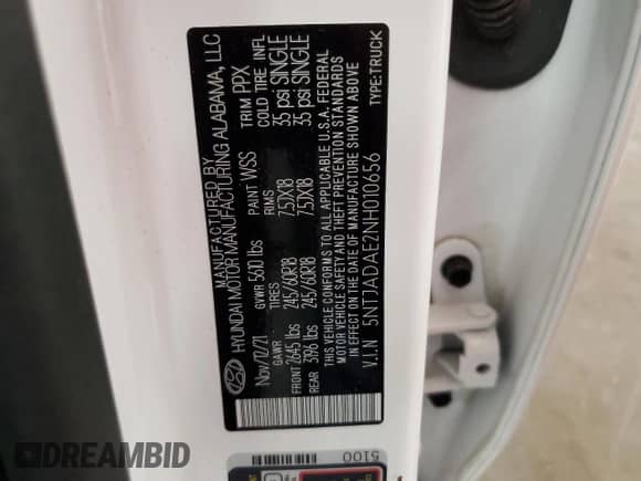 2022 Hyundai Santa Cruz SE с VIN 5NTJADAE2NH010656, выставлен на аукционе Copart как лот 66672185 с пробегом 57 802 миль миль и Списание • Salvage title. История ставок и продаж доступна на DreamBid. Изображение 12.