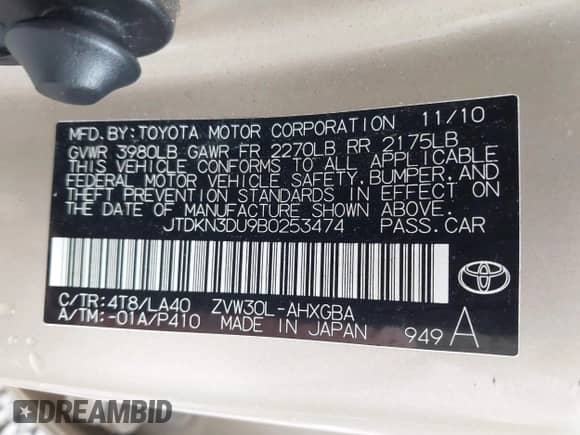 2011 Toyota Prius III с VIN JTDKN3DU9B0253474, выставлен на аукционе IAAI как лот 43450179 с пробегом 200 331 миль миль и . История ставок и продаж доступна на DreamBid. Изображение 9.