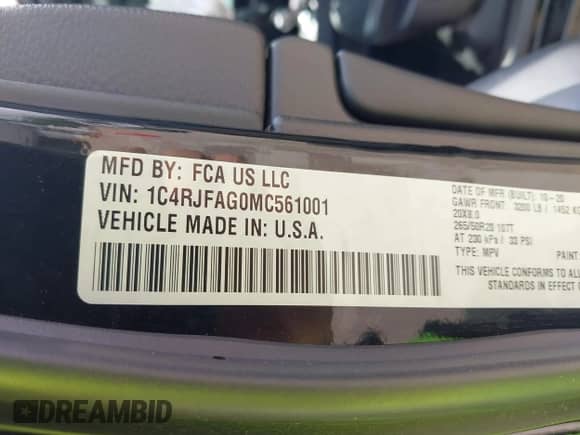 2021 Jeep Grand Cherokee Laredo E z VIN 1C4RJFAG0MC561001, wystawiony jako IAAI lot #42811025 z przebiegiem 48 959 mil mil oraz . Historia ofert i sprzedaży dostępna na DreamBid. Obrazek 9.