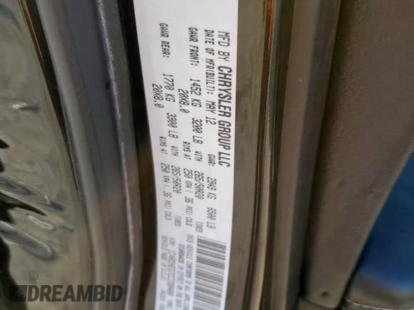 2012 Dodge Durango Citadel с VIN 1C4RDHEG7CC330480, выставлен на аукционе Copart как лот 68715775 с пробегом 192 857 миль миль и Списание • Salvage title. История ставок и продаж доступна на DreamBid. Изображение 13.