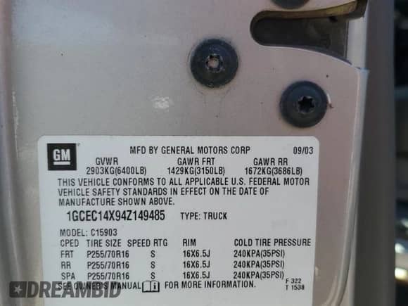2004 Chevrolet Silverado 1500 с VIN 1GCEC14X94Z149485, выставлен на аукционе Copart как лот 61938015 с пробегом 165 449 миль миль и Чистый • Clean title. История ставок и продаж доступна на DreamBid. Изображение 12.