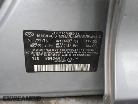 2016 Hyundai Sonata SE с VIN 5NPE24AF1GH309614, выставлен на аукционе Copart как лот 82527855 с пробегом 120 126 миль миль и Чистый • Clean title. История ставок и продаж доступна на DreamBid. Изображение 12.