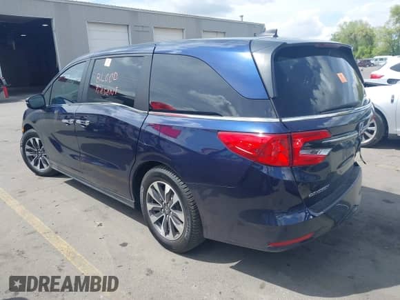 2021 Honda Odyssey EX-L with VIN 5FNRL6H70MB044316, listed as a IAAI auction lot 42163721 with 36,550 mi miles and . Bid and sale history available at DreamBid. Image 3.