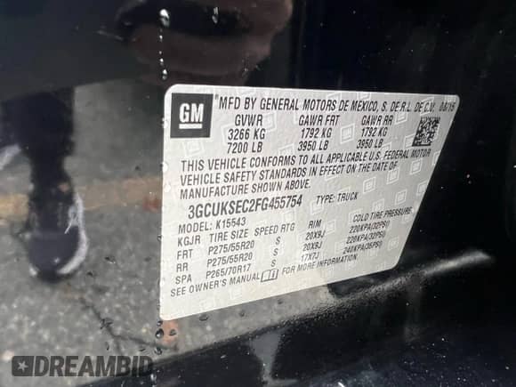 2015 Chevrolet Silverado 1500 LTZ with VIN 3GCUKSEC2FG455754, listed as a Copart auction lot 91218185 with 240,652 mi miles and Clean title. Bid and sale history available at DreamBid. Image 10.