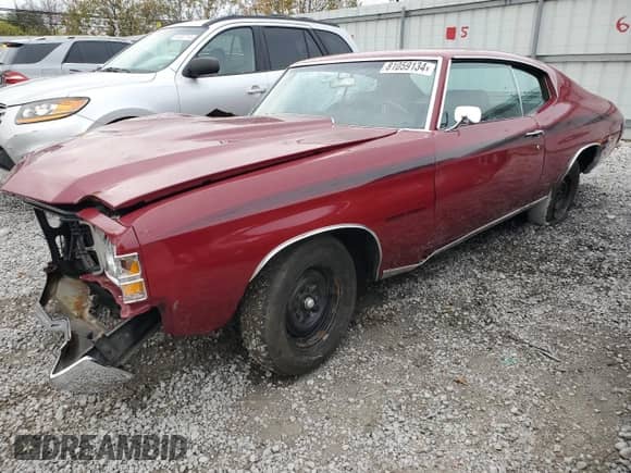 1971 Chevrolet Malibu с VIN 136371B141683, выставлен на аукционе Copart как лот 81059134 с пробегом 79 545 миль миль и Списание • Salvage title. История ставок и продаж доступна на DreamBid. Изображение 1.