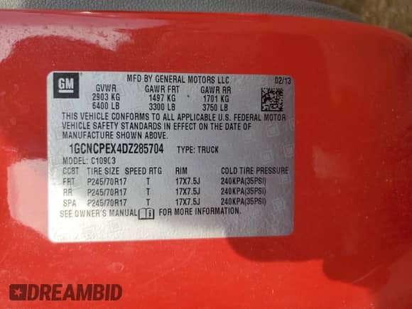 2013 Chevrolet Silverado 1500 Work Truck с VIN 1GCNCPEX4DZ285704, выставлен на аукционе Copart как лот 66983735 с пробегом Не указан миль и Списание • Salvage title. История ставок и продаж доступна на DreamBid. Изображение 12.