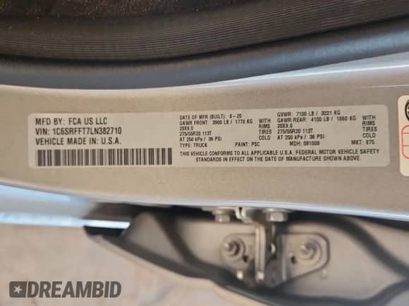 2020 Ram 1500 Big Horn z VIN 1C6SRFFT7LN382710, wystawiony jako Copart lot #86728395 z przebiegiem 57 654 mil mil oraz Szkoda całkowita • Salvage title. Historia ofert i sprzedaży dostępna na DreamBid. Obrazek 12.