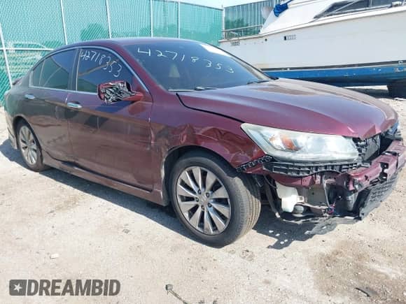 2013 Honda Accord EX-L z VIN 1HGCR2F81DA029598, wystawiony jako IAAI lot #42718353 z przebiegiem 220 720 mil mil oraz . Historia ofert i sprzedaży dostępna na DreamBid. Obrazek 1.