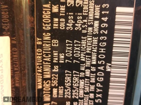 2017 Kia Sorento LX with VIN 5XYPGDA50HG329413, listed as a Copart auction lot 70148875 with 111,594 mi miles and Salvage title. Bid and sale history available at DreamBid. Image 13.